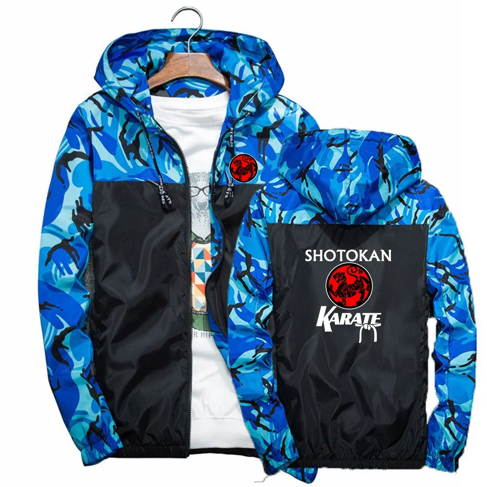 

Shotokan Karate 2024 Men's New Splicing Windbreaker Jackets Sport Clothing Casual Camouflage Slim Fit Hooded Hoodies Coats Tops