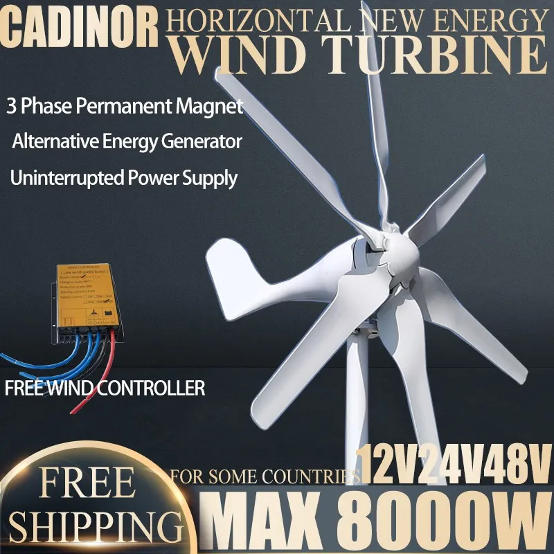 10000W 12V 24V 48V Uninterrupted Power Supply Wind Power Generator 3 Phase AC  Small Wind Turbine for Home With MPPT Controller