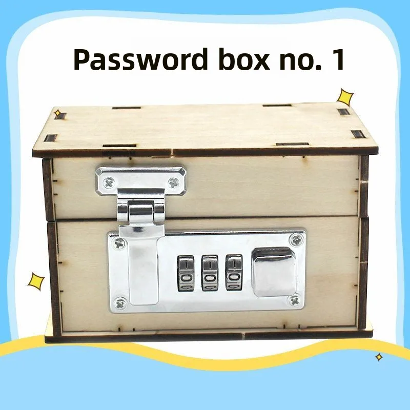 Wooden Fun Password Box Model, DIY Hand Assembled Tech Gadget Kit, Science Experiment Storage Box