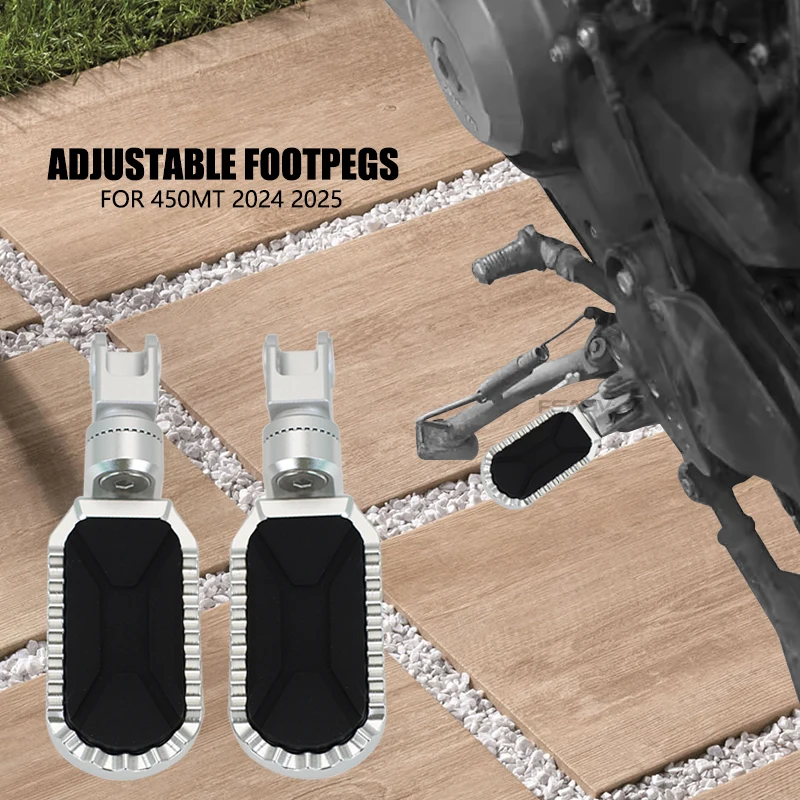 Fit For CFMOTO 450MT Motorcycle Footrest Rest Padel Rubber Cover 450 MT 450mt MT450 MT 2024 2025 Aluminum Rotatable Footpeg