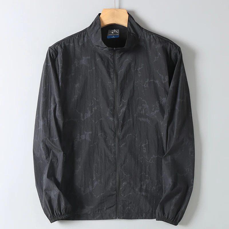 

Мужское летнее легкое дышащее ледяное шелковое солнцезащитное пальто с воротником-стойкой Qui Dry, повседневное камуфляжное пальто для отдыха