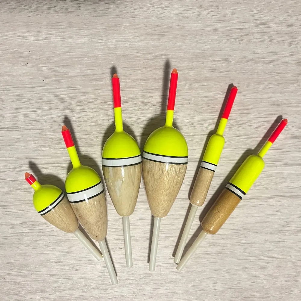 

6pcs Slip Bobbers Fishing Floats Balsa Wooden Mix Size Slip Float Fishing Bobber For Crappie Panfish Bass Buoyancy 1.2g-7.5g