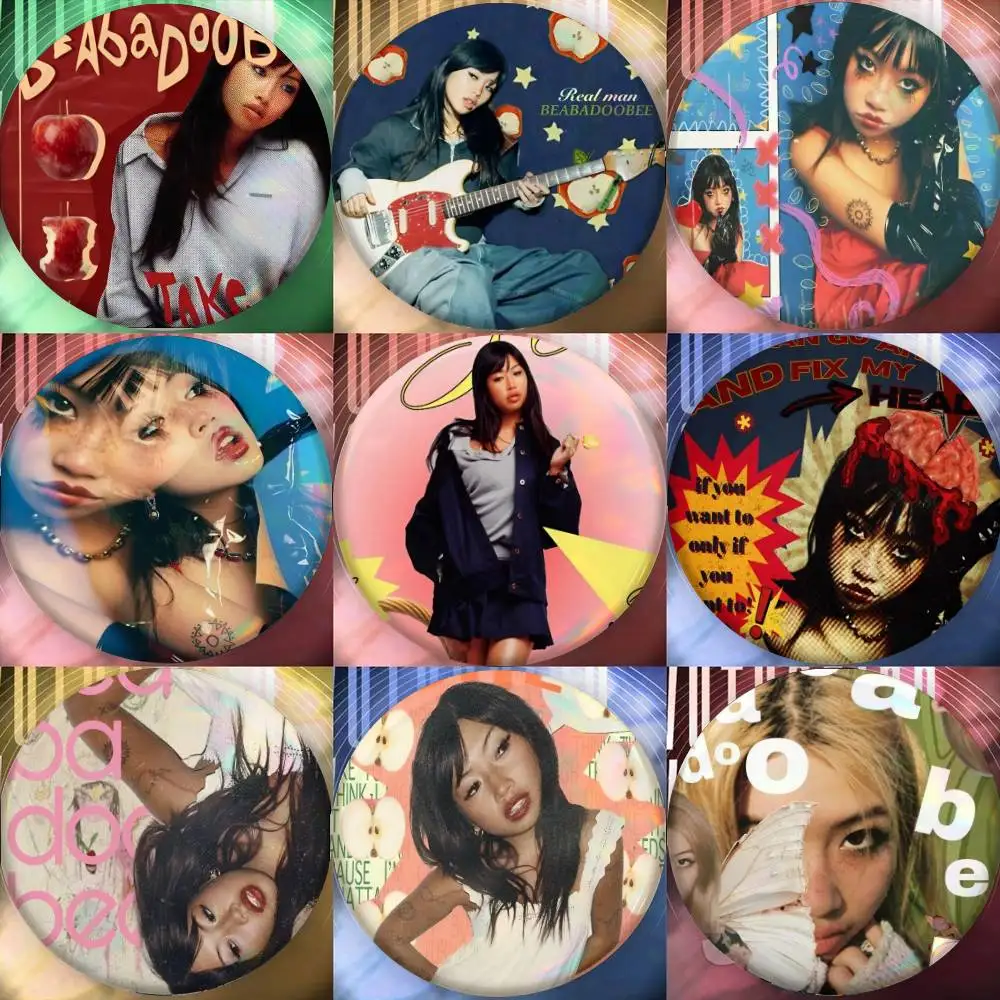 Rock Singer pretty B-Beabadoobee  Badge Tinplate Meme Round Brooch for Hat Bag Creative Lapel Jewelry Accessories Gifts