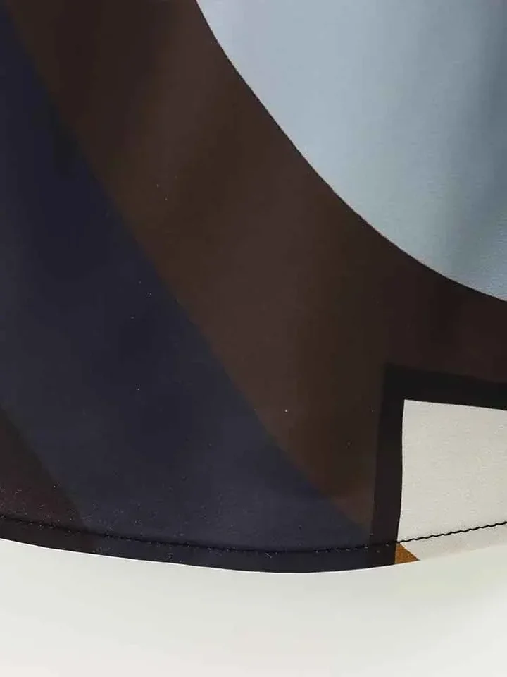 ヨーロッパ風の新しいレディースファッション、万能で上品なサテン生地プリントの半袖ミディ丈ワンピース