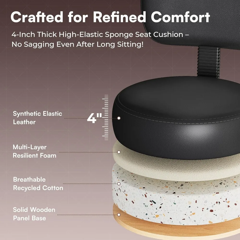 フットレスト付き調節可能な製図椅子、オフィスキッチンショップ用ローリングスツール - ブラック