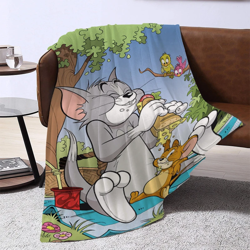 Funny Cartoon T-Tom and J-Jerry Blanket Bedspread on the Bed Sofa Blankets & Throws Furry Winter Knee Warm Baby Bedspreads Thick