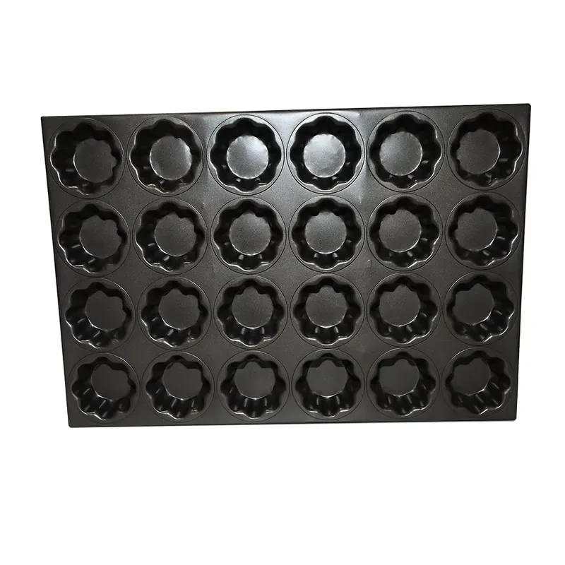 24-Hole environmentally friendly non-stick aluminum black cake pan baking pan rectangular 1.0mm thickness custom baking pan