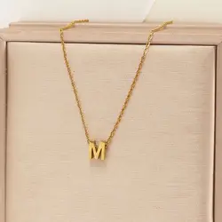Stainless Steel Initial Necklace for Women Men Gold Color Cut Letters Single Name Choker Necklace Jewelry Gift Dropshipping