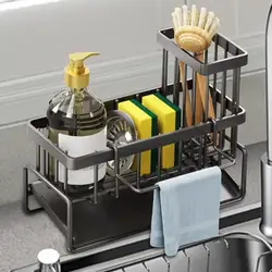 Sink Shelf Stainless Steel Kitchen Sink Caddy Drain Rack Soap Sponge Holder for Kitchen Sink Organizer