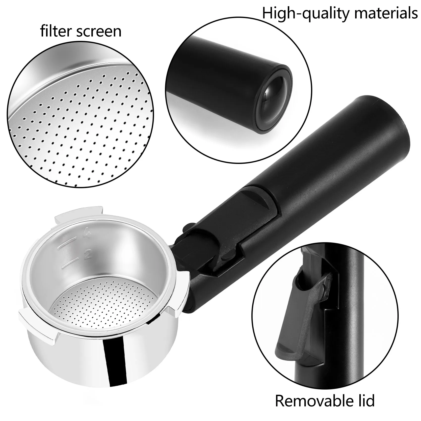 B59B-51Mm Bottomless Filter Coffee Machine Accessories Domestic Coffee Machine Accessories Bracket Handle Hollow Handle