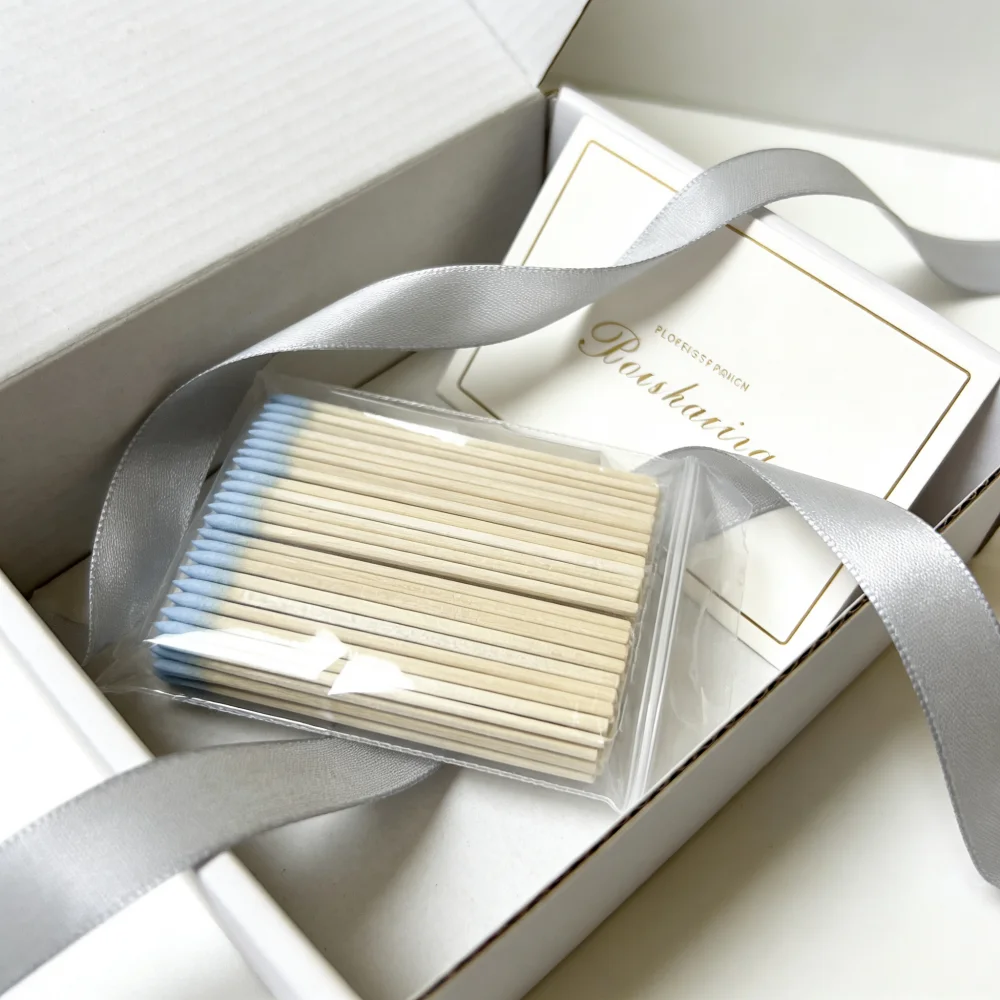 

10CM Long Cotton Swabs with Wooden Sticks,blue Felt Tip Disposable Cosmetic Swabs for Makeup,tattoo,Precision Cleaning Tools