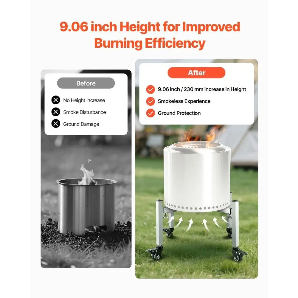 Adjustable Fire Pit Stand with 4 Casters for Outdoor Use 15 to 27 Inch Compatible with Various Fire Pits