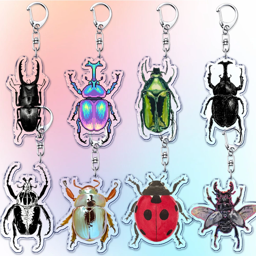 Lindo llavero de escarabajo para accesorios divertidos llaveros de insectos naturales entomología joyería de mariquita regalos para amigos