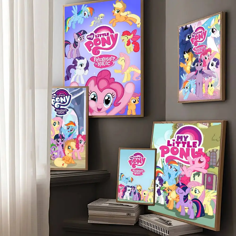 Cartoon My L-Little P-Pony Pink Anime Posters Sticky HD Quality Wall Art Retro Posters for Home Kawaii Room Decor