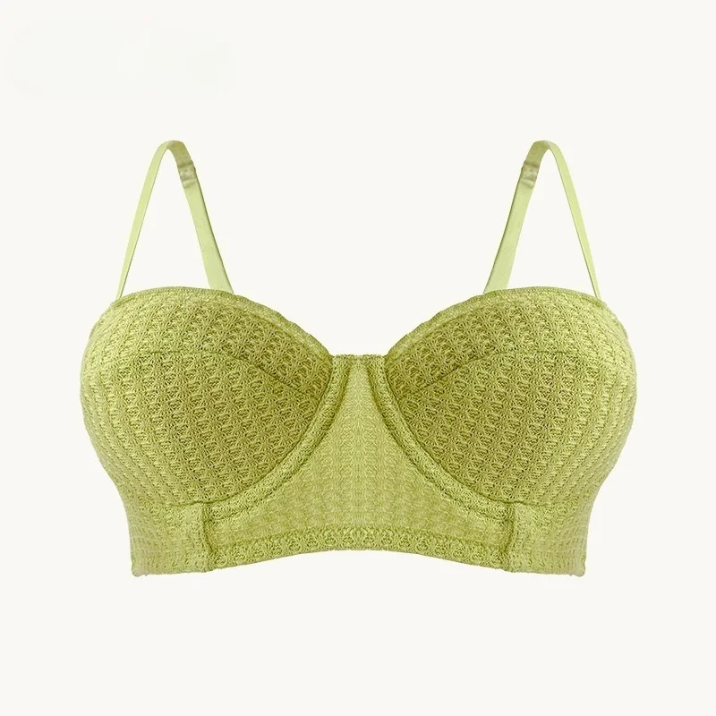 Conjunto de lencería francesa Sexy, sujetador reductor japonés, media Copa, inalámbrico para busto grande, soporte antiflacidez, S-XL Copa AB, Canadá MOYISU