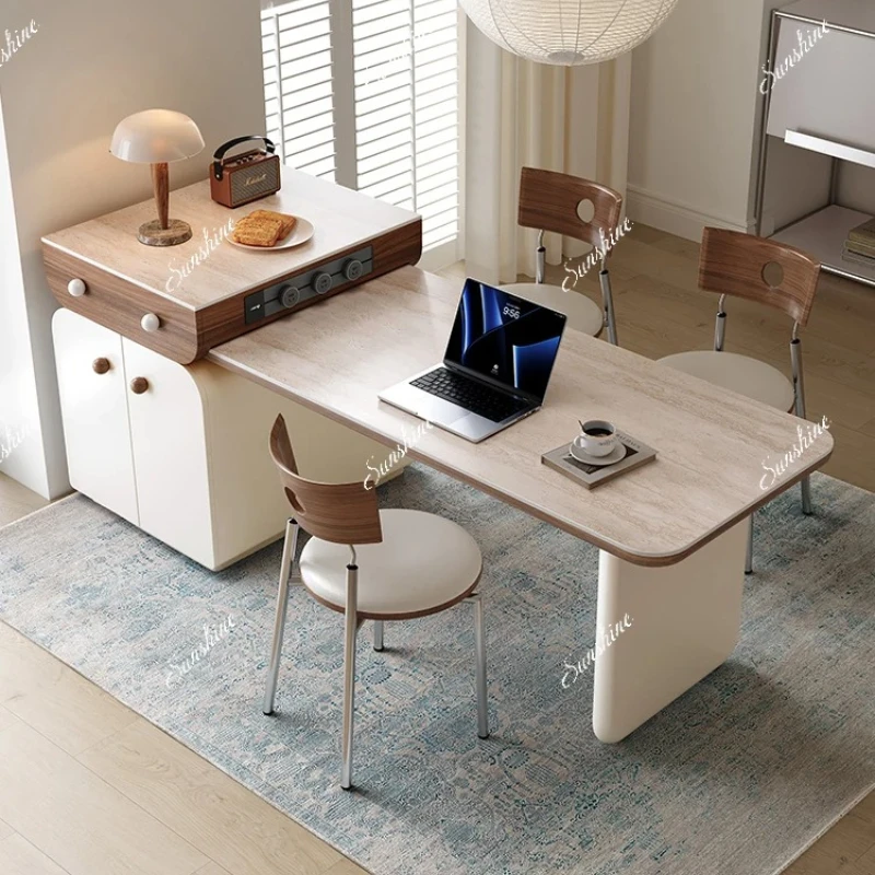 French Cream Wind Island Dining Table Integrated Household Retractable Dining Table
