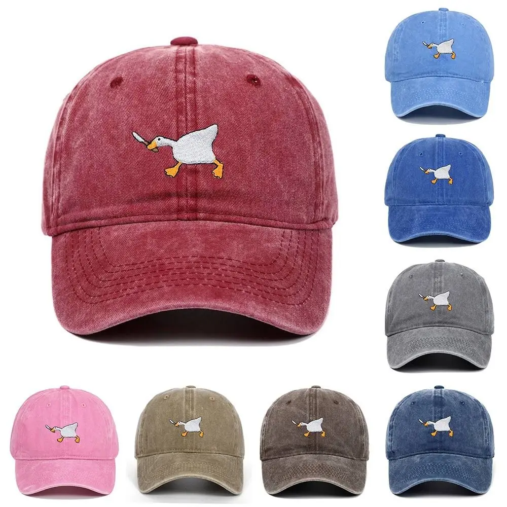 

Fashion Embroidery Goose White Goose Baseball Cap Solid Color Adjustable Snapback Hat Unisex Duck Tongue Hat Women