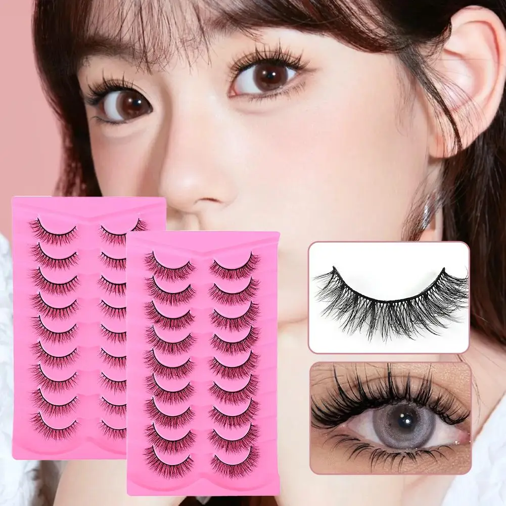 Hochwertige 9-Paar natürliche falsche Wimpern gefälschte Wimpern voller Curling dicke flauschige falsche natürliche Wimpern P8V0