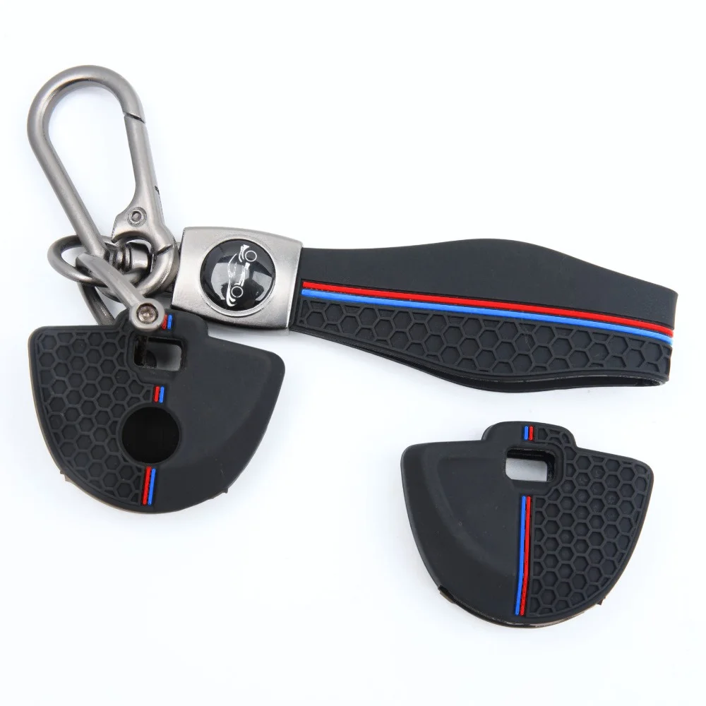 Silicone Car Key Fob Cover For BMW F750GS F850GS R1200GS R1250GS S1000XR S1000RR G310R G310GS Motorcycle with carabiner lanyard