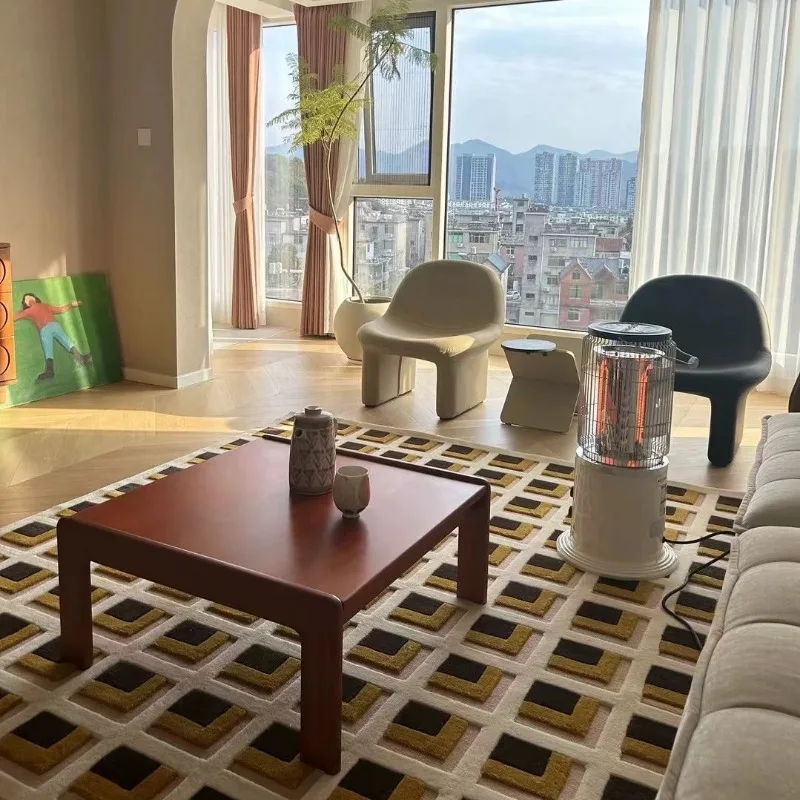 # Meble na balkon, do salonu, minimalistyczne, w nowym chińskim stylu, z litego drewna, stolik kawowy, stolik podłogowy do sypialni, kwadratowy stół.