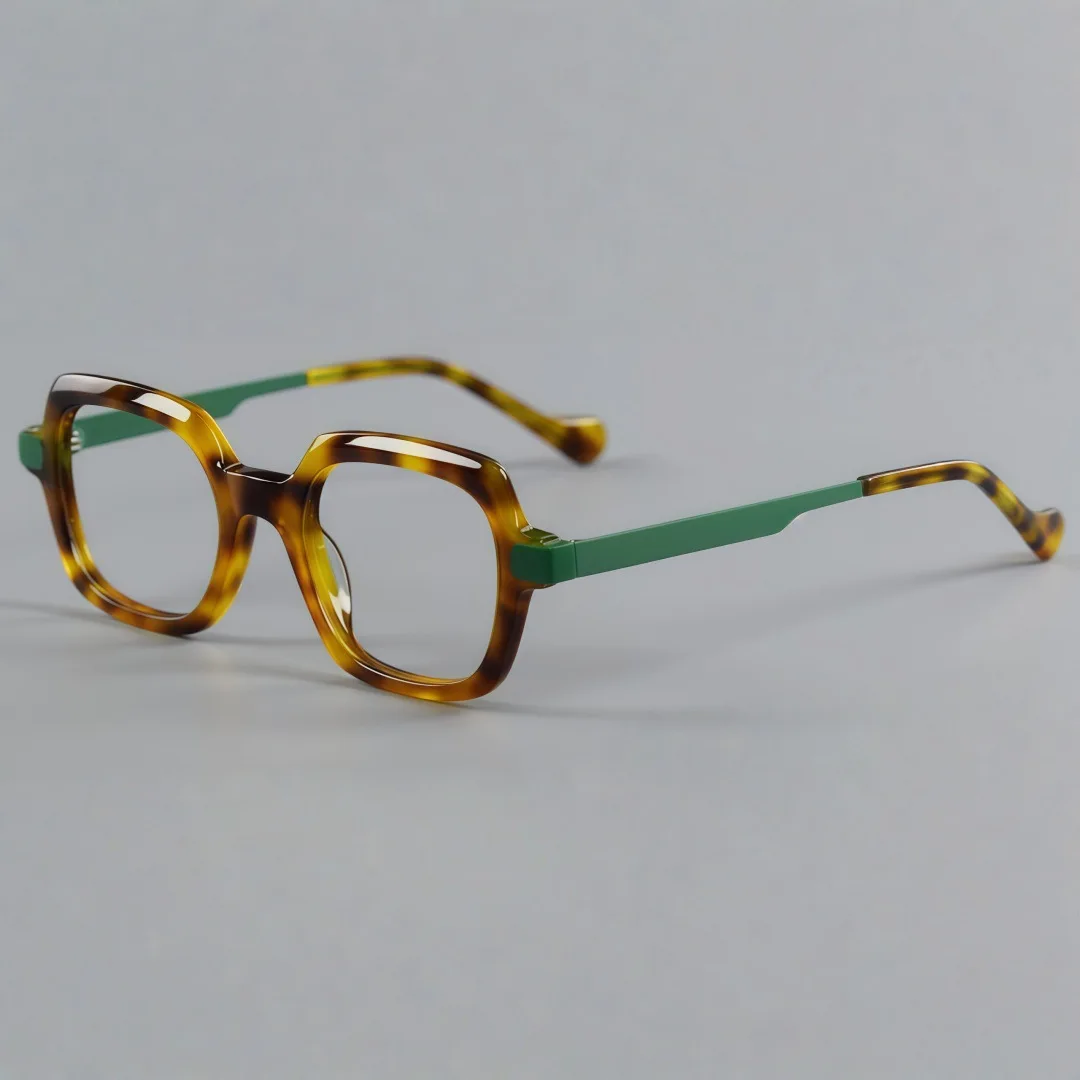 

Уникальная ретро-ацетатная оправа для очков в японском стиле, квадратная оправа, цвет допамина, модные мужские и женские очки