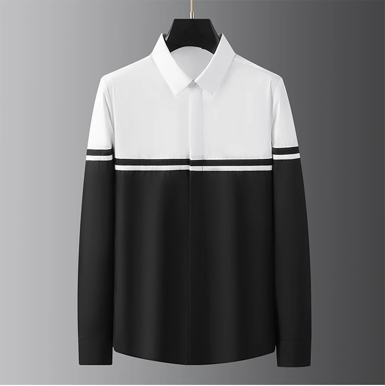 XS-6XL New 2024 Men Women's Clothing Catwalk Stage Black And White Stitching Handsome Slim Shirt Plus Size Costumes