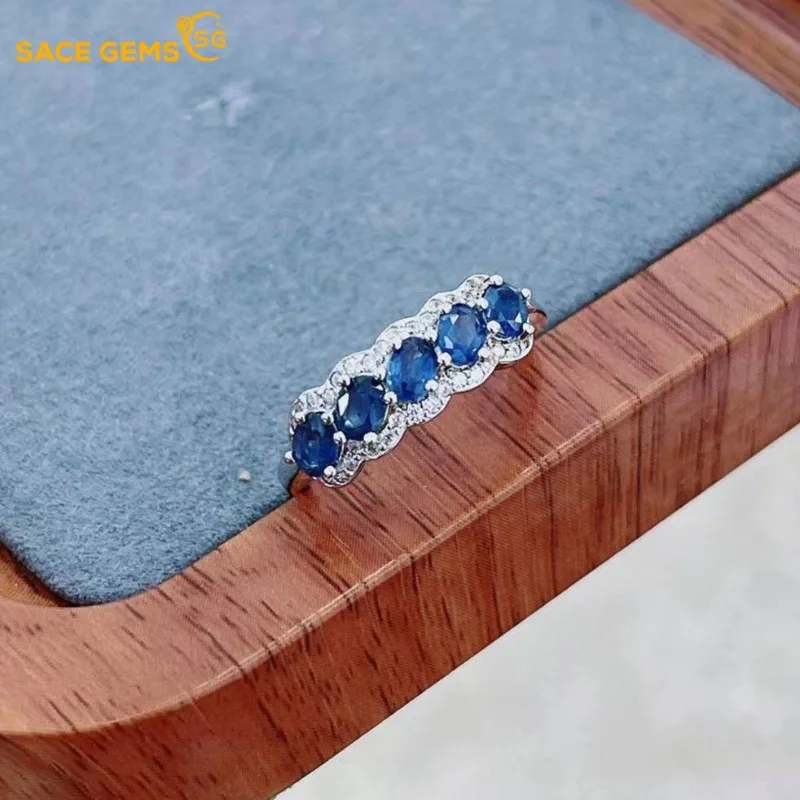 

SACE GEMS модные роскошные кольца из стерлингового серебра 925 пробы 3*4 мм с натуральным сапфиром для женщин, изящные ювелирные изделия для свадьбы, помолвки и вечеринки