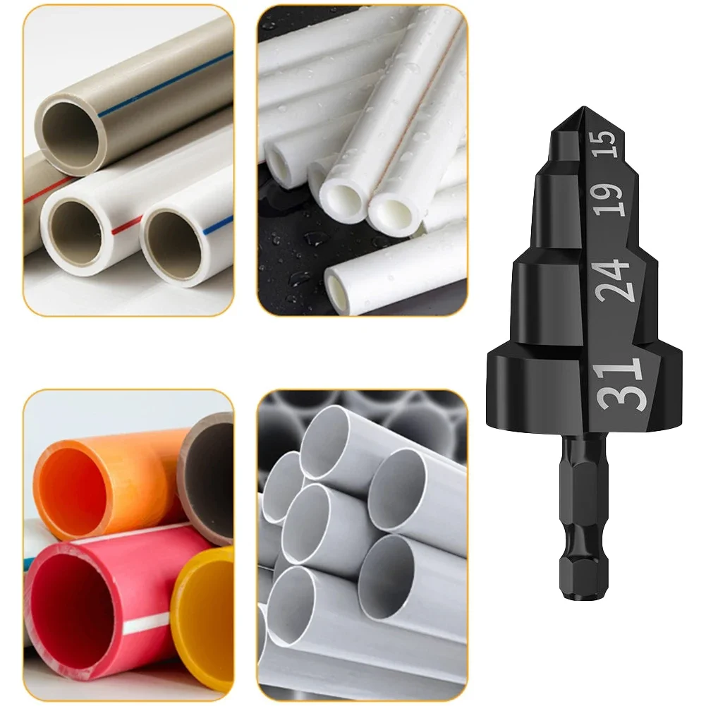 Water Pipe Reaming Drilling Tool 1 In 3 Hex Shank Lifting Stepped Drill Bit Water Pipe Expansion Drill Punch Plumber 15-31mm
