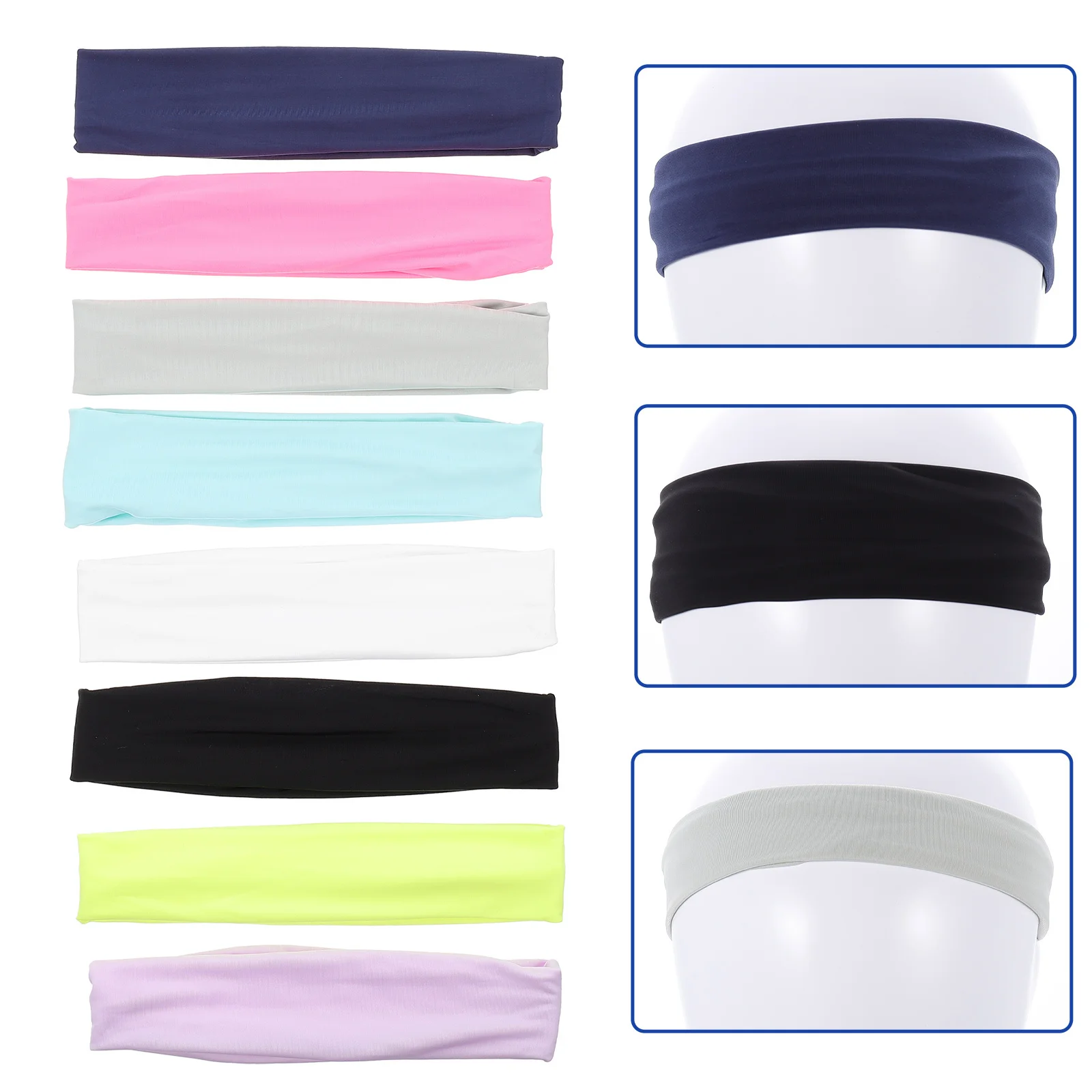 

8Pcs Comfortable Sweat Headbands Premium Quality Yoga Head Band for Female Athletes Lightweight Stretchable Sport Hair Accessory