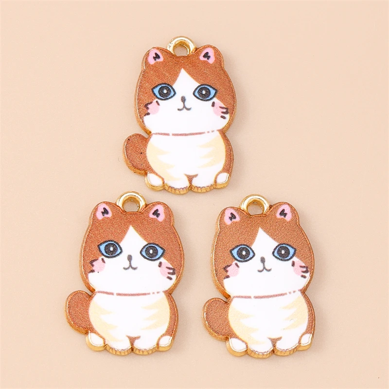 20 Stück 14x21mm Cartoon-Emaille-Tieranhänger Katzen-Charms für die Herstellung von Ohrringen, Halsketten, Armbändern, DIY-Bastelarbeiten und Schmuckzubehör – Detail 9