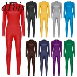 Womens Gymnastics Jumpsuit Mock Neck Short Sleeve Bodysuit Casual Full Body Leotard for Stage Performance Halloween Cosplay