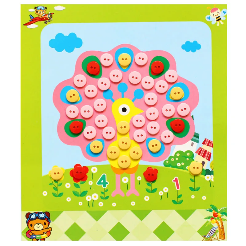 Kids DIY Button Stickers Drawing Toys Funny Game Handmade School Art Class Painting Drawing Craft Kit Children Early Educational