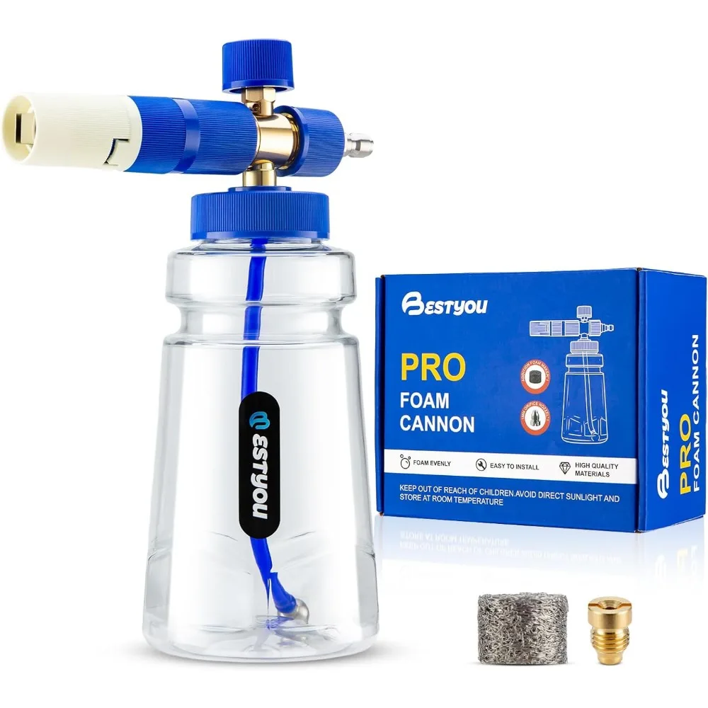 

Пенная пушка для мойки высокого давления, синяя пенная пушка для чистки автомойки с быстроразъемным разъемом 1/4 дюйма, регулируемая толщина пены и распылитель