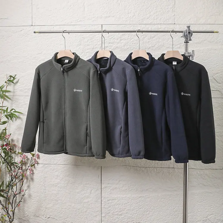 

Утепленная флисовая зимняя ветрозащитная теплая толстовка на молнии с капюшоном для пар, повседневная, с воротником-стойкой, длинными рукавами, из полиэстера