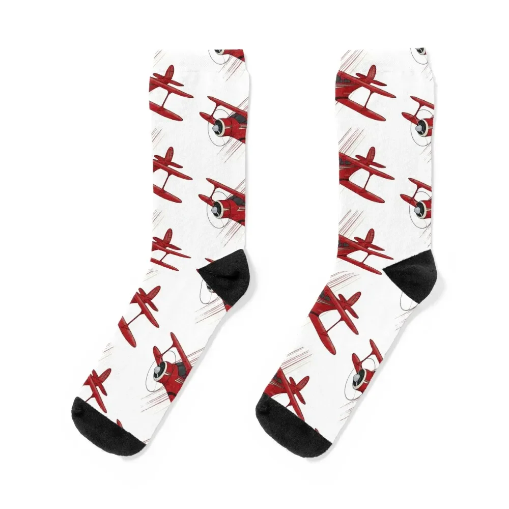 

Beechcraft Staggerwing Red and White Socks hiphop cycling hiking Ladies Socks Men's