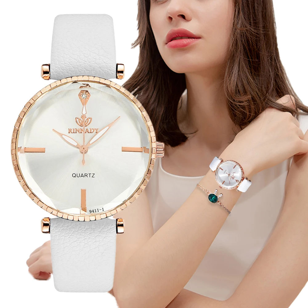 Fashion Casual Ladies Quartz Wrist Watch White Simple Women Watches Luxury Popular Brand Female Leather Reloj Mujer Clock