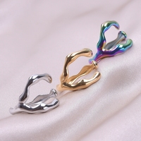 Irregular Liquid Branch 304 Stainless Steel Rings For Women Men's Accessories Fashion Jewelry Finger Adjustable Ring Bague Party