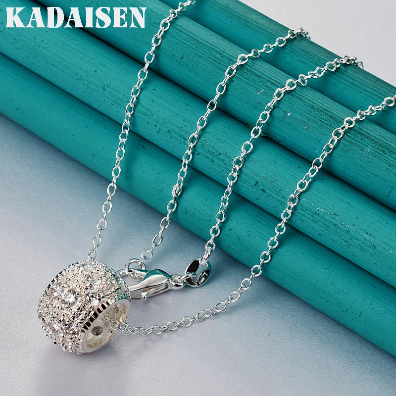 925 Sterling Silver Round 16/18/20/22/24/26/28/30 Inch Pendant Necklace For Women Party Fashion Gift Jewelry