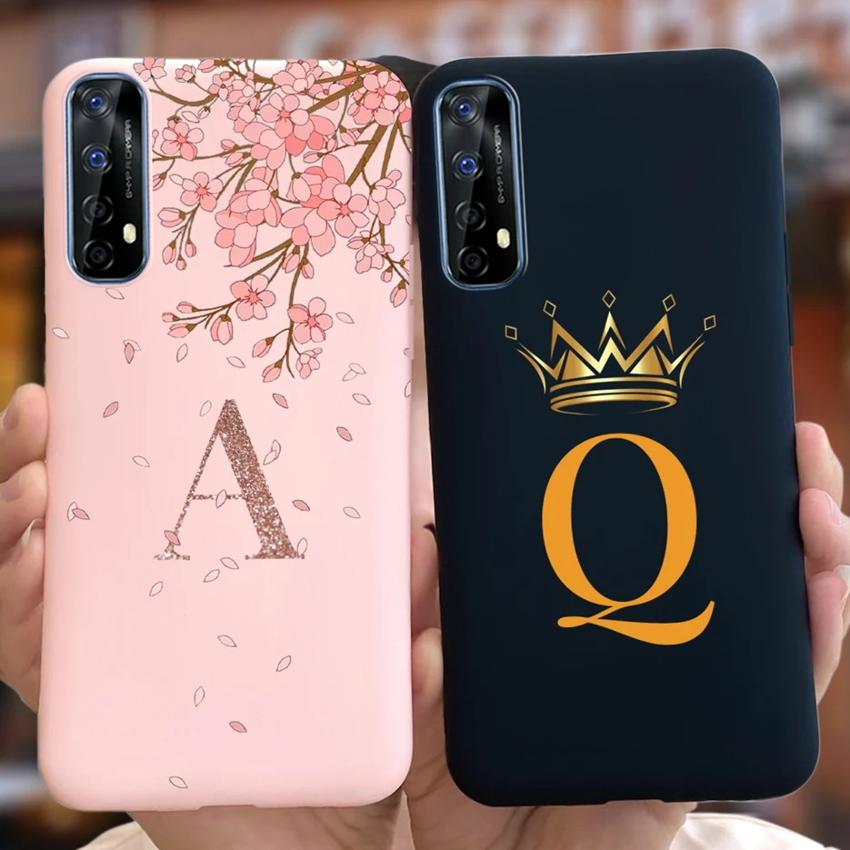 For Realme 7 Case Cute Crown Letters Cover Soft SIlicone TPU Phone Case For Oppo Realme 7 Pro Realme7 5G Back Cover Coque Bumper