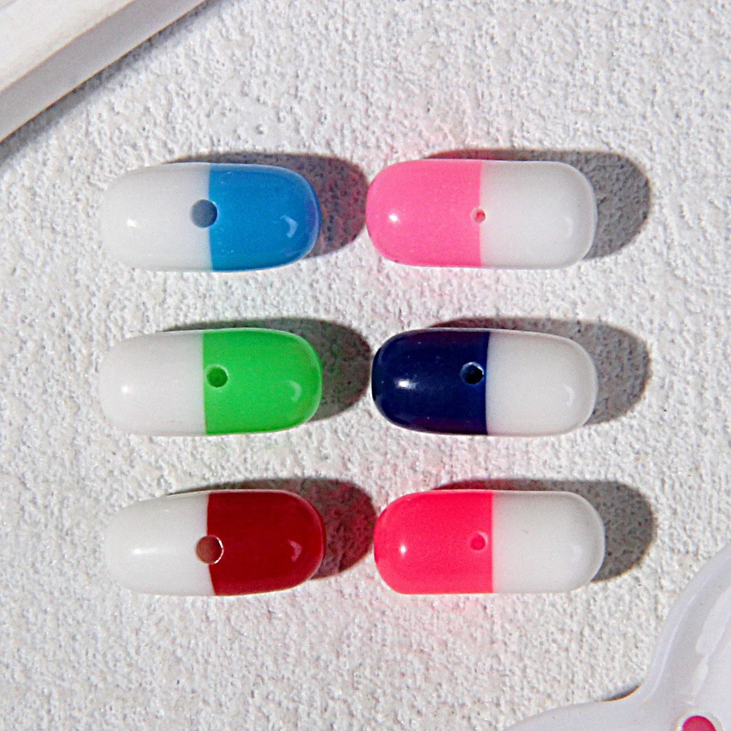 50-100pcs Half Hole Pill Capsule Resin Beads Loose Spacer Beads For Jewelry Making Resin Filling DIY Parts Craft Supplies