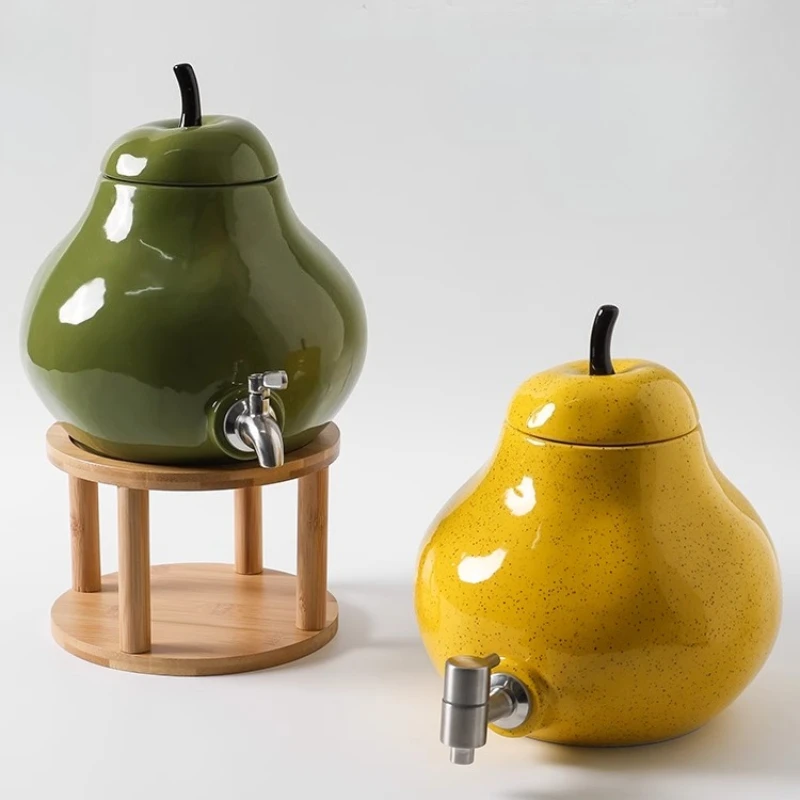 Cute Pear-Shaped Water Dispenser with Tap 4L Thermal Carafe Drink Container Home Lemonade Tea Jug Hot & Cold Beverage Server