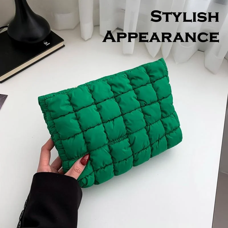 

Puffy Quilted Makeup Bag for Women, Bag, Travel Toiletry Organizer Pouch Clutch