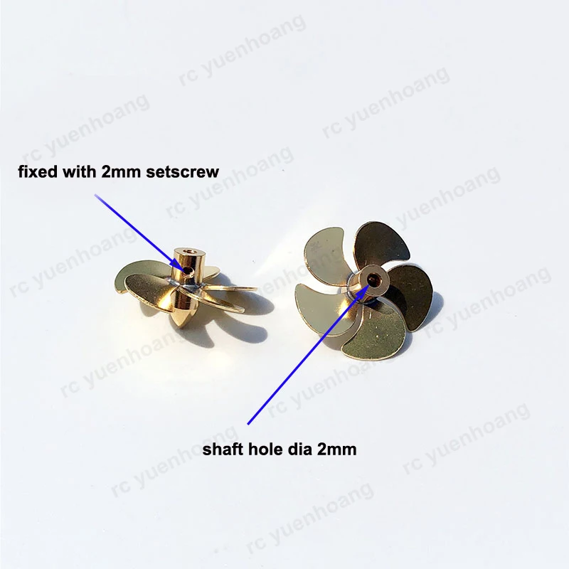 1Pair RC Electric Boat Outer Dia 23mm 5-Blade Paddle Brass Propeller Shaft Hole 2mm Height 13mm for RC Simulation Ship Assembly