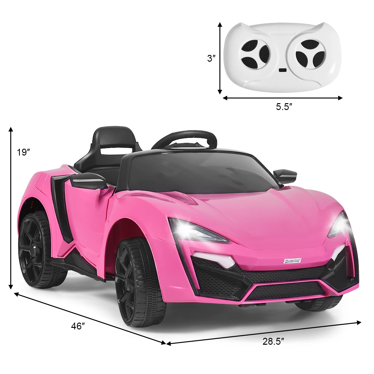 12v Kinder fahren auf Auto 2,4g rc Elektro fahrzeug mit Lichtern mp3 zu öffnende Türen rosa