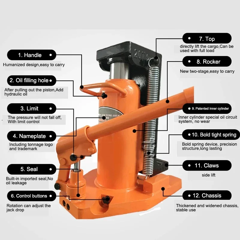 Power Tools New Claw Jack 5T 10 Tons Duckbill Vertical Span Roof Hydraulic Pressure Heavy Low-level Hydraulic Starter