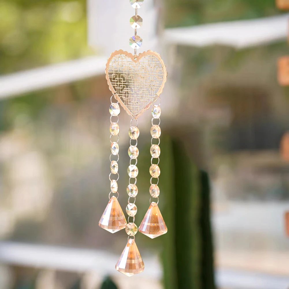 1PC Handmade Love Carved Crystal Pendant Home Decor Chandelier Hanging Accessories Sun Catcher