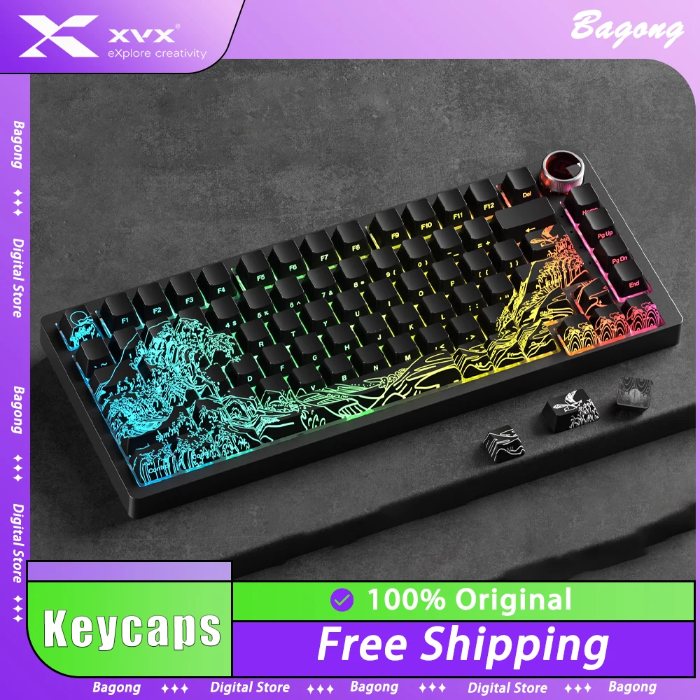 

Колпачки для клавиш XVX Yamato-e 2,0, легкие прозрачные колпачки для механической клавиатуры, индивидуальная боковая резьба, колпачки для клавиш IMD, ПК, геймер