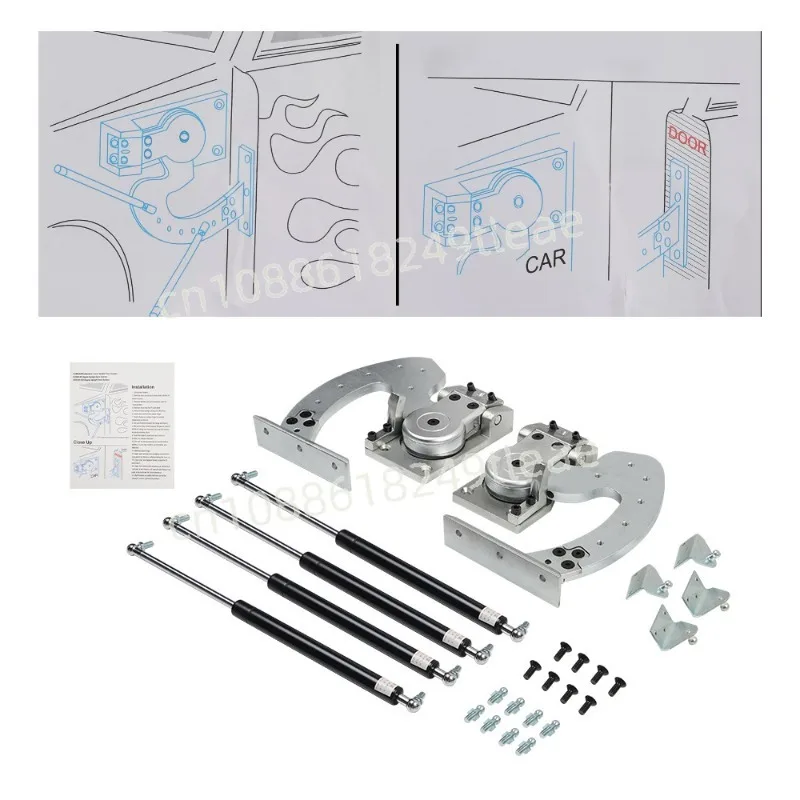 Stainless Steel Bolt-On Scissor Door Kit, Universal Car Modification Lambo Door Conversion Kit