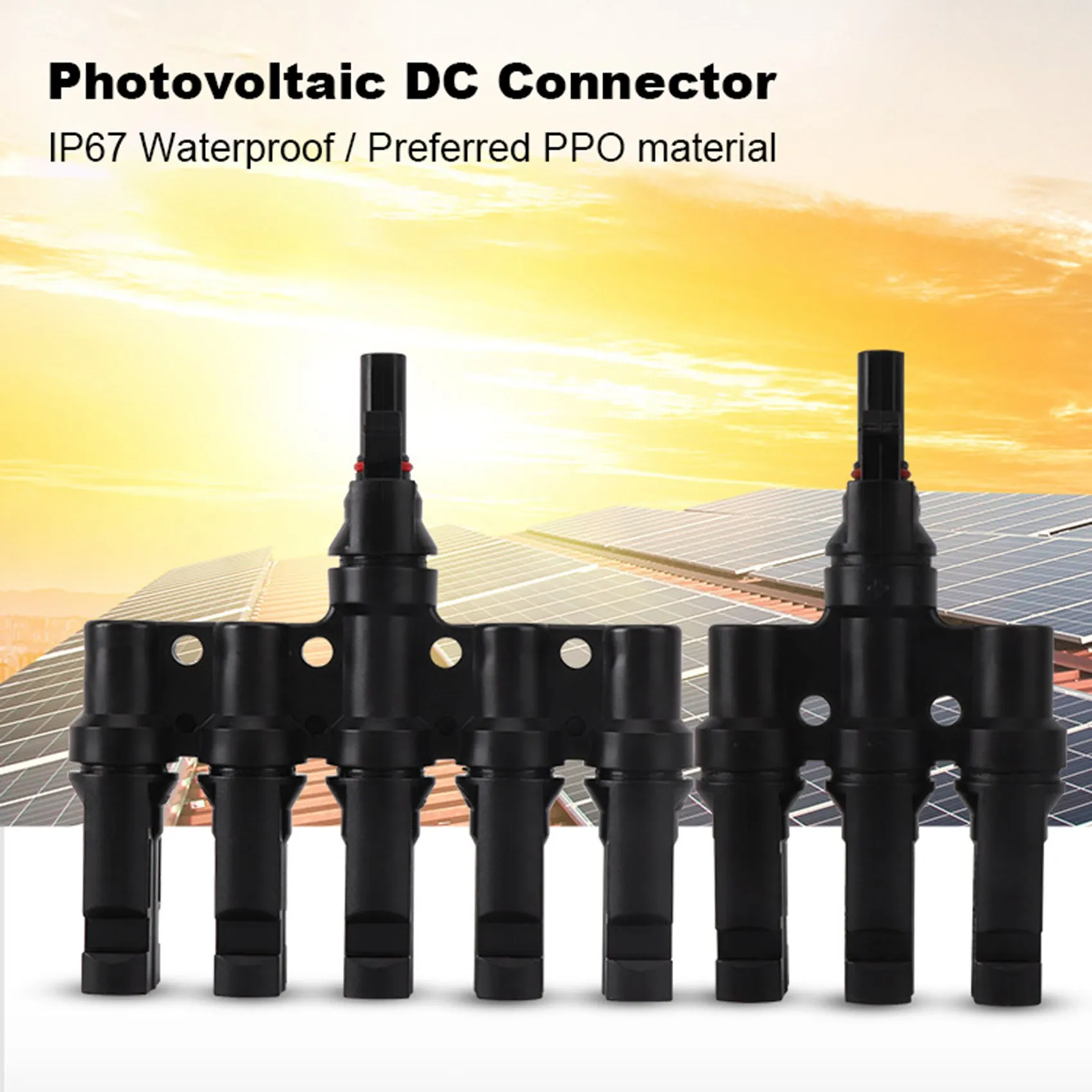 4 to 1 Solar PV Connector 1500V 50A 2T 3T 4T 5T 6T Branch Parallel Connection IP67 Electrical PV Panel Cable Connector