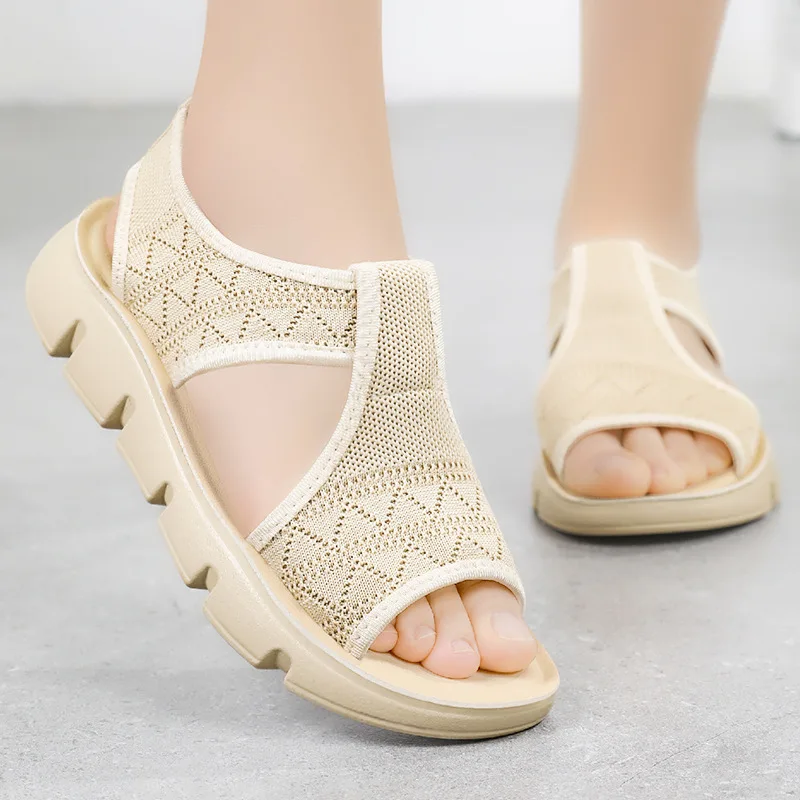 Sandálias femininas de verão voando tecido respirável sandálias femininas leves flip-flops para mulher sapatos femininos confortáveis de sola macia